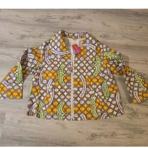 Yvonne Jacket Sz 16 African Gahna Waxprint Orange Green